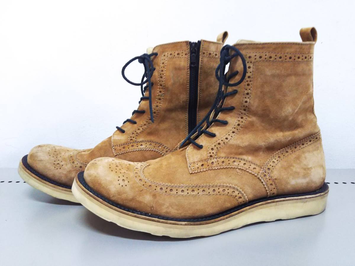 現状品 Isamu Katayama Backlash バックラッシュ カーフシュリンクスエードウイングチップブーツ メンズ 牛革 26cm 参考定価85 800円 の落札情報詳細 ヤフオク落札価格情報 オークフリー スマートフォン版