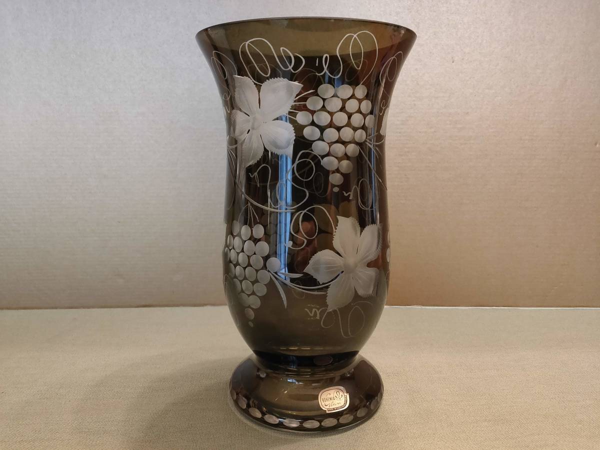 チェコスロバキア製クリスタル花瓶 年代物 節約 チェコスロバキア製