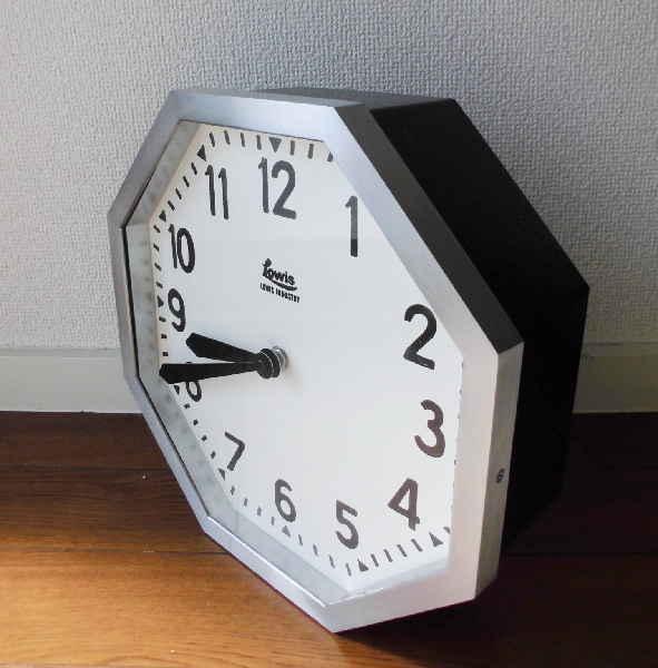 新品】新品☆Lowis Industry☆Octagon Clock掛け時計 青 アールデコ