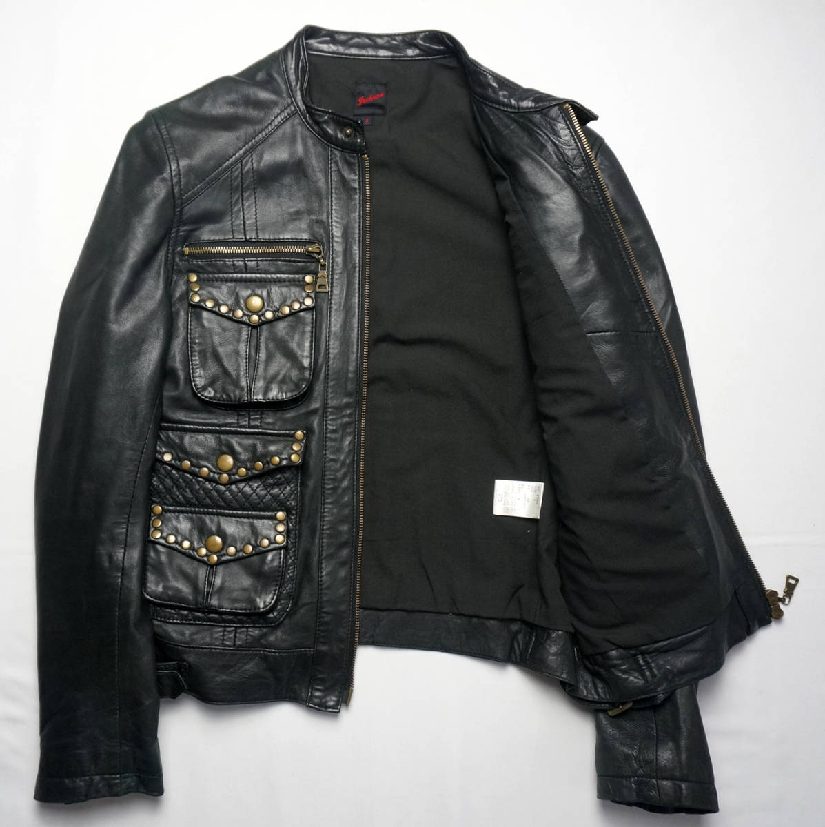 JACKROSE 黒 レザー シングルライダースジャケット サイズ2 JACKROSE 黒 レザー シングルライダースジャケット サイズ2