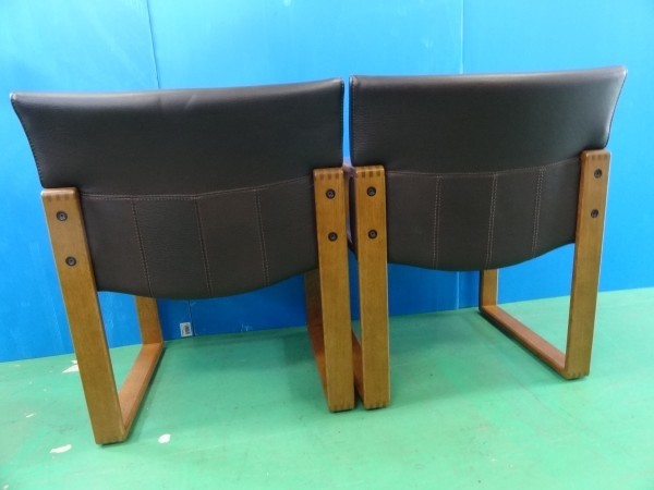カンディハウス 旭川家具 高級 革張りチェア 2脚 レザーチェア 牛革