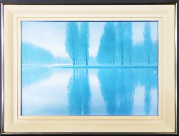 WISH】東山魁夷「静唱」工芸画 約12号 大作 証明シール 〇文化勲章