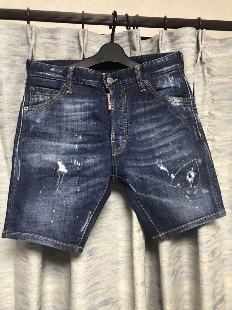 格安即決 デニムハーフパンツ DSQUARED2‼️デニムショートパンツ 早期予約 Dsquared2 ハーフパンツ ピンクペイント デニム/ジーンズ