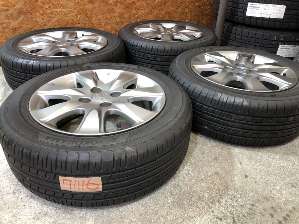 ホンダ純正 15inch 6j × YOKOHAMA 195/55R15 PCD100 4穴 エアウェイブ