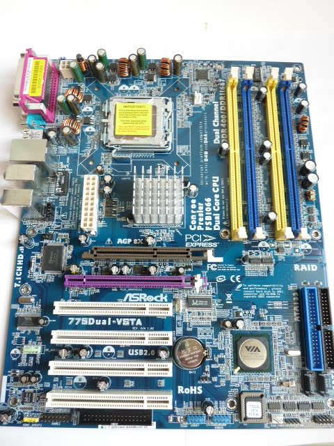Carte Mère ASRock 775DUAL-VSTA – Socket 775, DDR2, AGP + PCIe (ouverte)