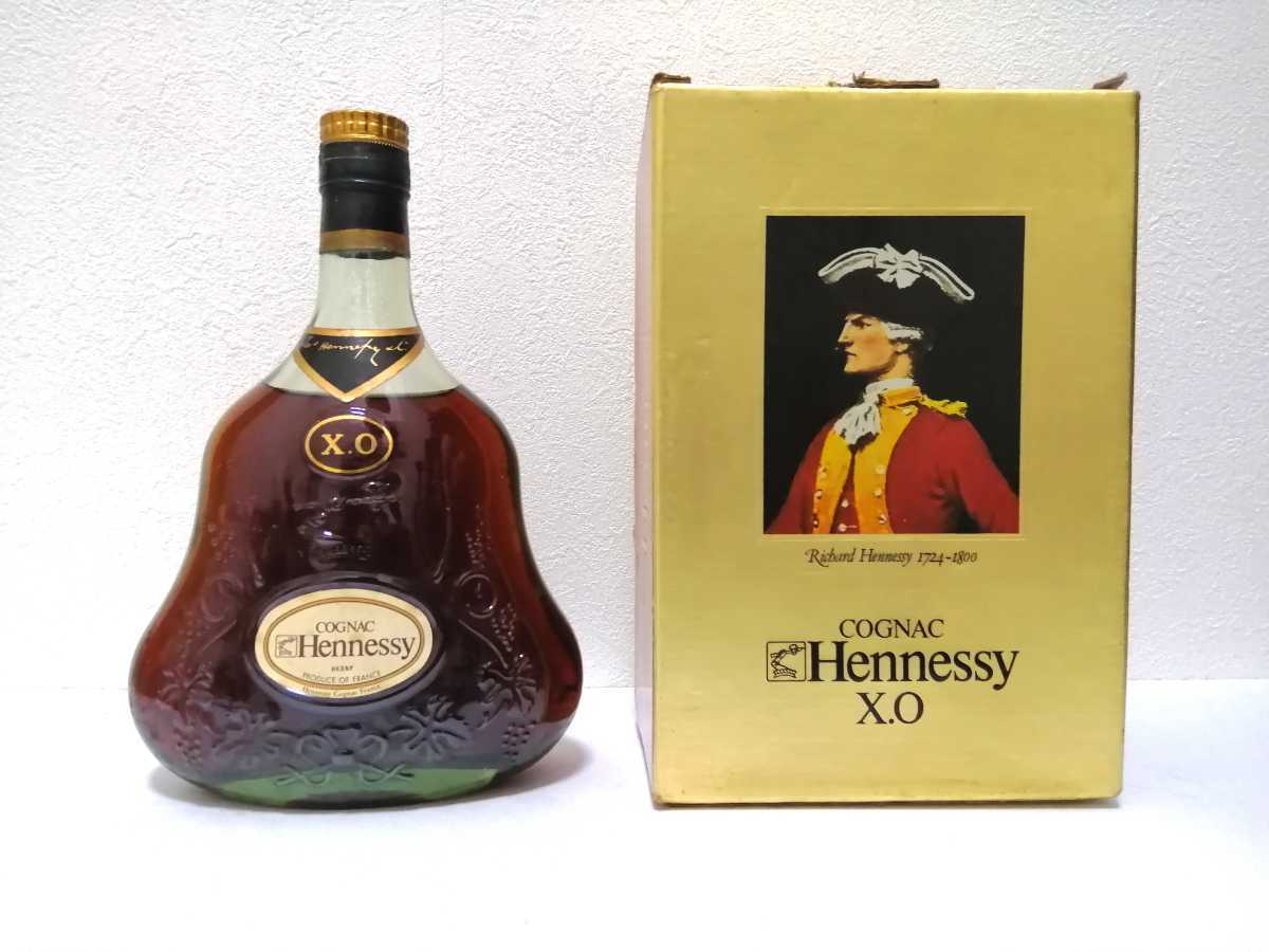 ⑩Hennessy X.O. 　グリーンボトル　金キャップ　箱付き Hennessy XO 金キャップ グリーンボトル 箱付き