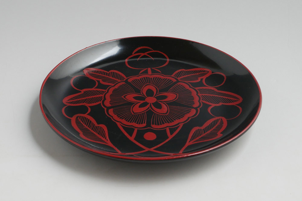 【年代物】吉野塗　吉野絵皿　銘々皿　5枚セット 漆器 銘々皿 紀州塗り 5寸 14.8cm 梅型銘々皿 春慶杢 セット (5
