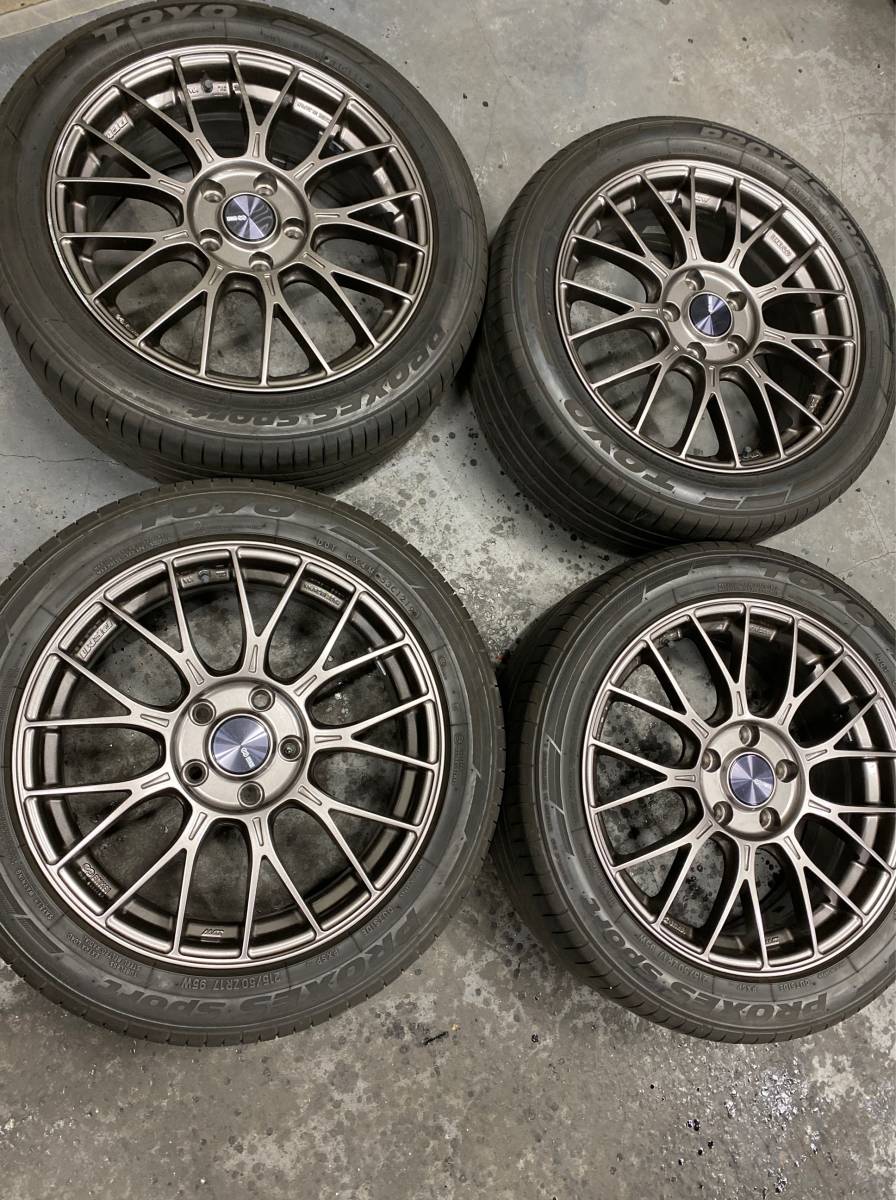 ◆状態良好!! ENKEI PFM1 エンケイ 18×7.5J+48 114.3/5H 75Φ 225/50R18 バリ溝!! 50エスティマ/C-HR/エリシオン/ヴェゼル/BNレガシィ他 ◇美品◇エンケイ ENKEI PFM1 ◇ 7.5J+48 5H114.3◇ブリヂストン
