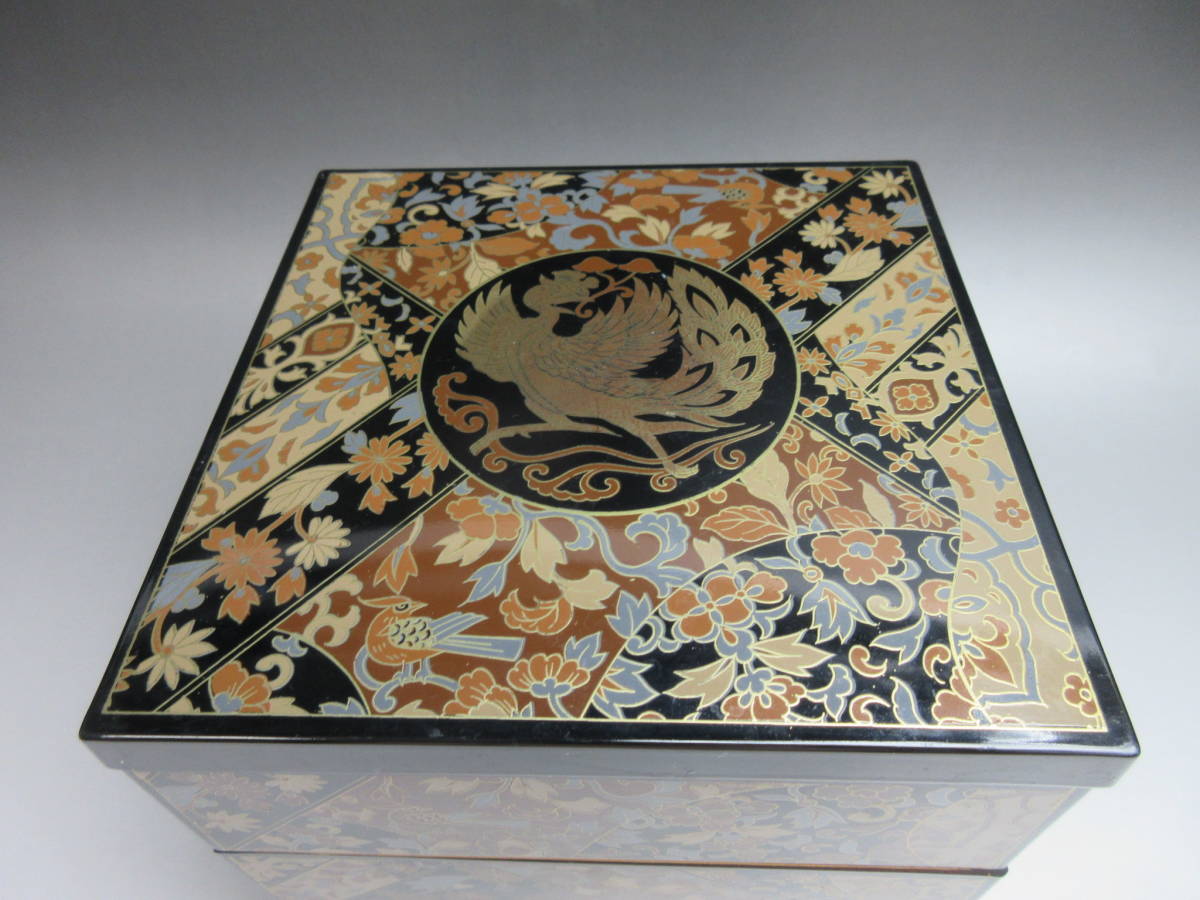 正倉院鳳凰三段重 箱付 正倉院鳳凰 重箱 三段