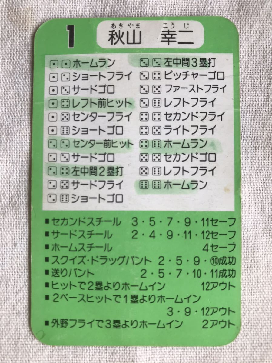 タカラ プロ野球カードゲーム 昭和62年 西武ライオンズ 秋山幸二 西武