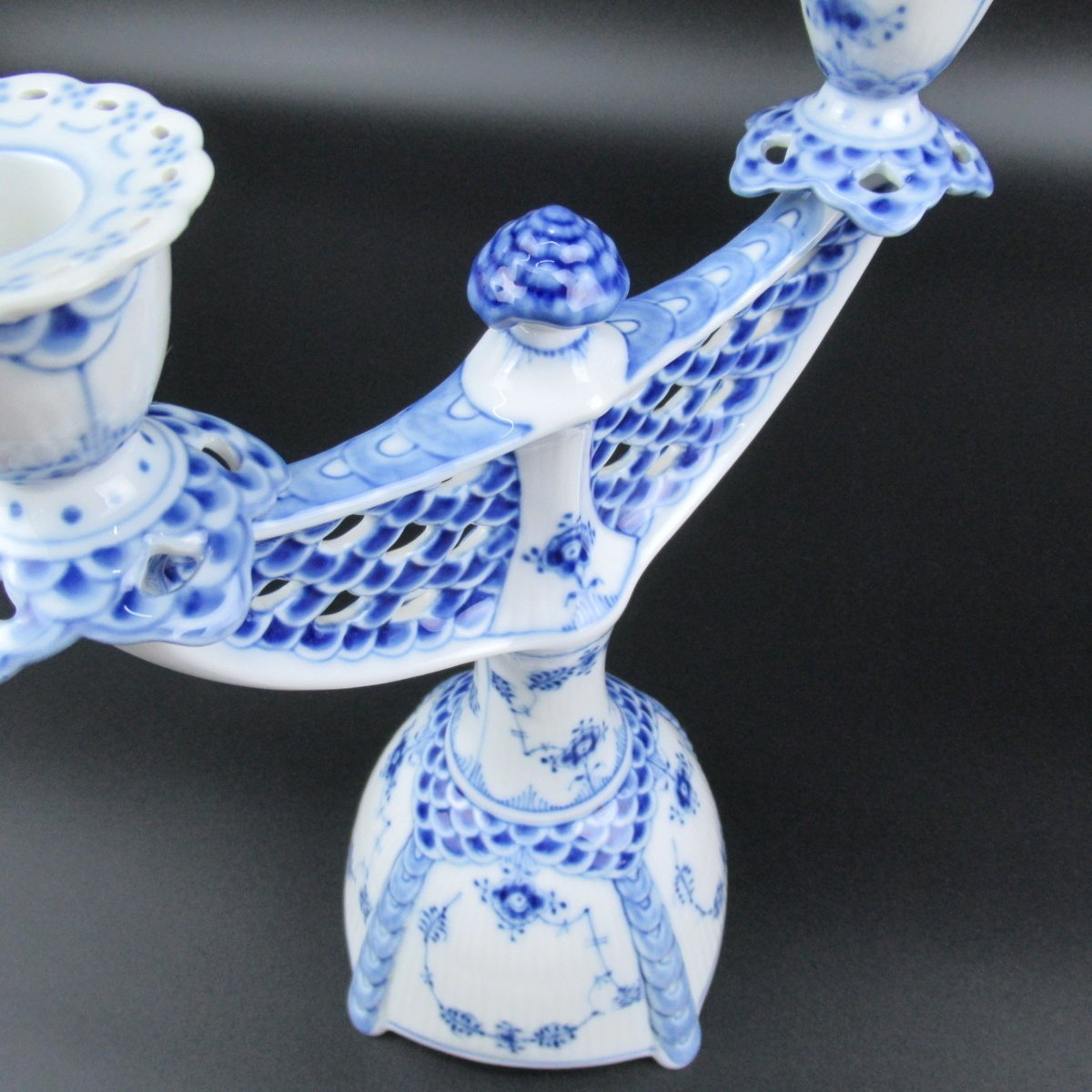 ロイヤルコペンハーゲン　ブルーフルテッドレースキャンドルスタンド　未使用品 1円～!!】ロイヤルコペンハーゲン ブルーフルーテッド フル