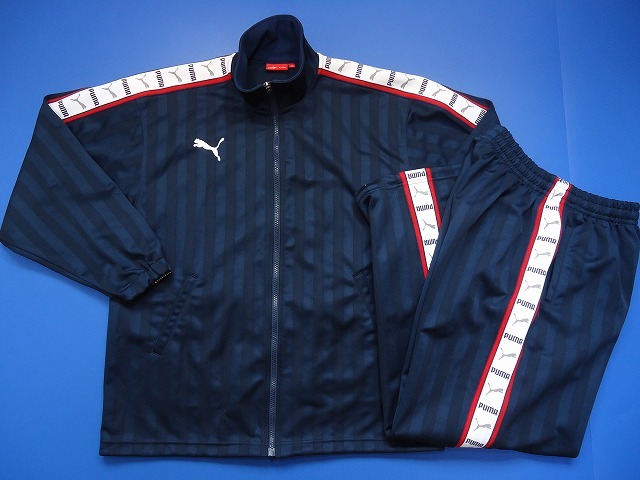 7930□PUMA プーマ ジャージ 上下セット セットアップ 紺 白 赤 サイズ