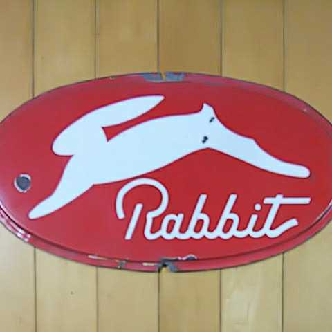 ラビット号 rabbit】ホーロー（琺瑯）看板 昭和レトロ スクーター