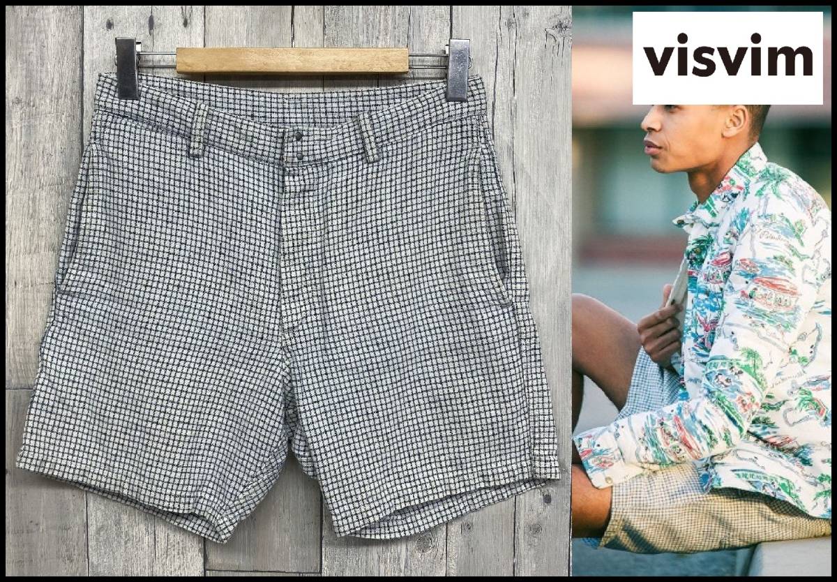 visvim ビズビム 15SS PASTORAL SHORTS INDIGO CHECK コットン リネン