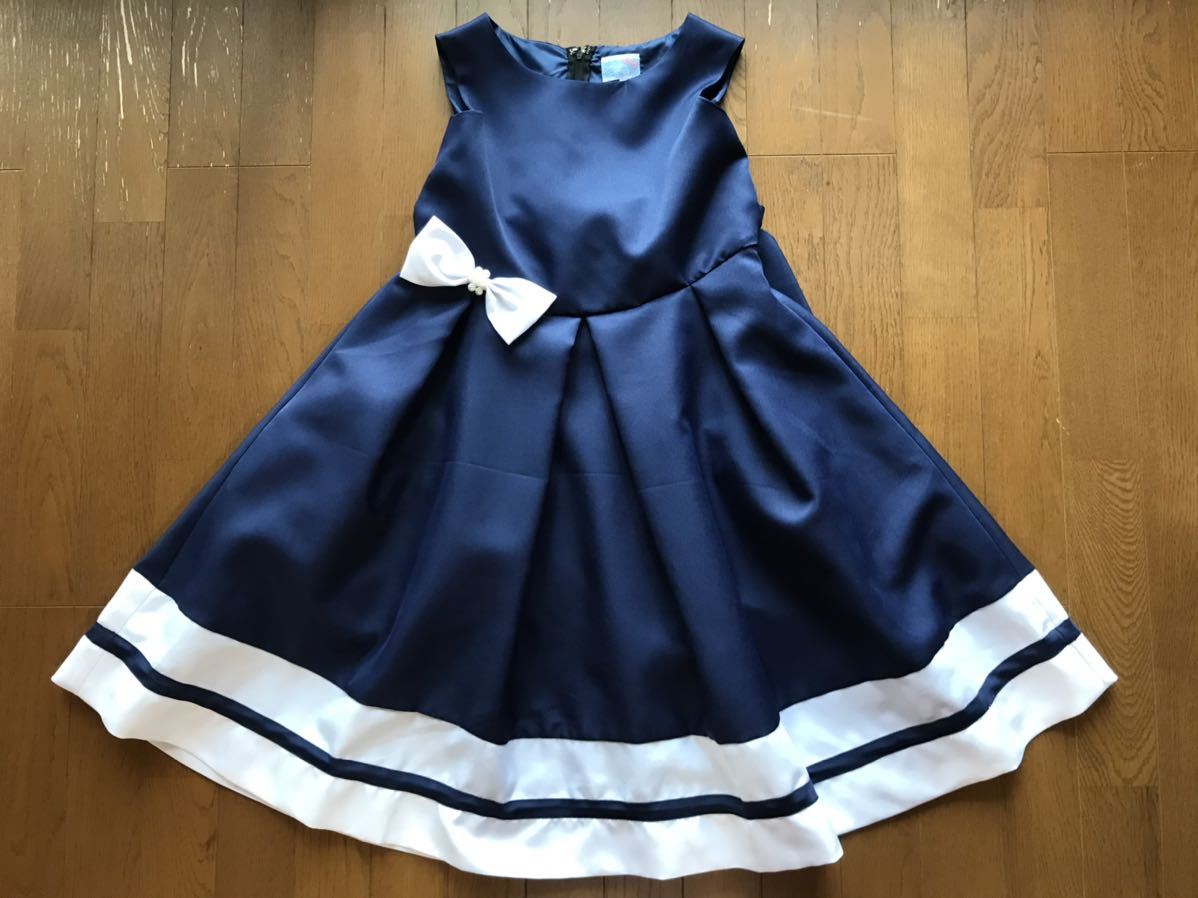 キャサリンコテージ フォーマルドレス ピアノ発表会 子供ワンピース 結婚式 入学式 卒業式 パールリボン 150 ネイビー の落札情報詳細 ヤフオク落札価格情報 オークフリー スマートフォン版