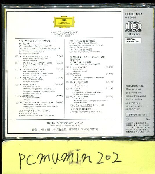 プロコフィエフ アレクサンドル ネフスキー アバド指揮 の落札情報詳細 ヤフオク落札価格情報 オークフリー スマートフォン版