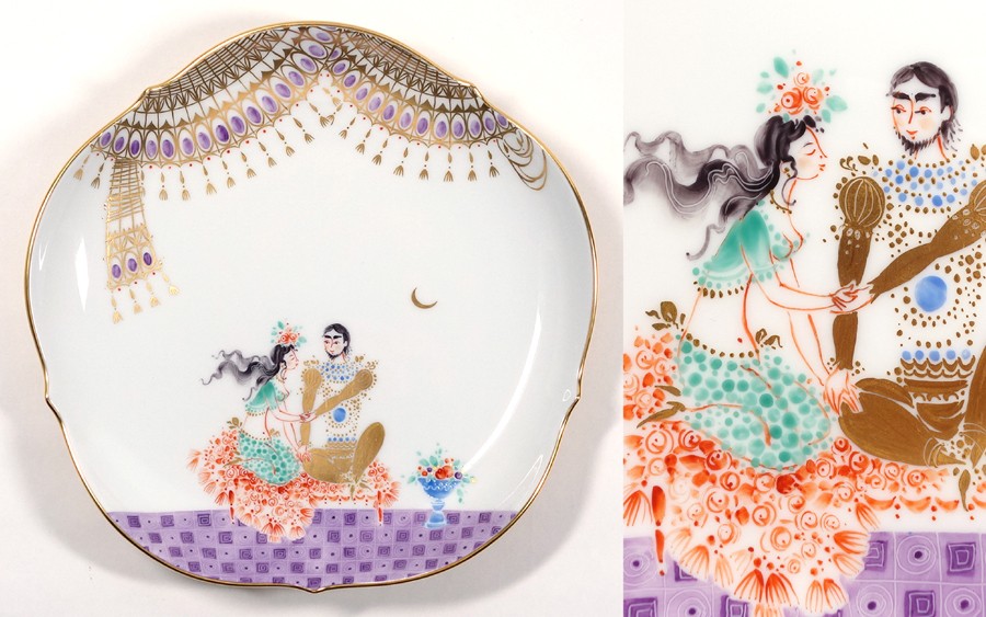 Meissen マイセン アラビアンナイト クリスタルパレスと魔法の馬 陶板