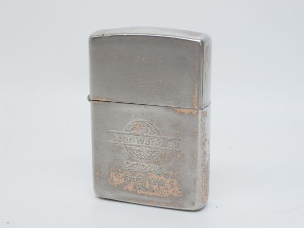 N153 N8 2160 Zippo ジッポ オイルライター Your World Of 筆記体ロゴ 火花確認済 現状品 の落札情報詳細 ヤフオク落札価格情報 オークフリー スマートフォン版