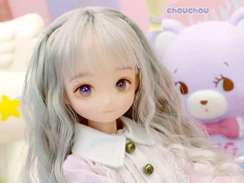 ※難有※1/6カスタムヘッド(オビツ21・ナチュラル・ブラック） 1⁄6ドール用★カスタムヘッド★オビツ21-01★ホワイティ⁄ミルキーゴールド★難あり★