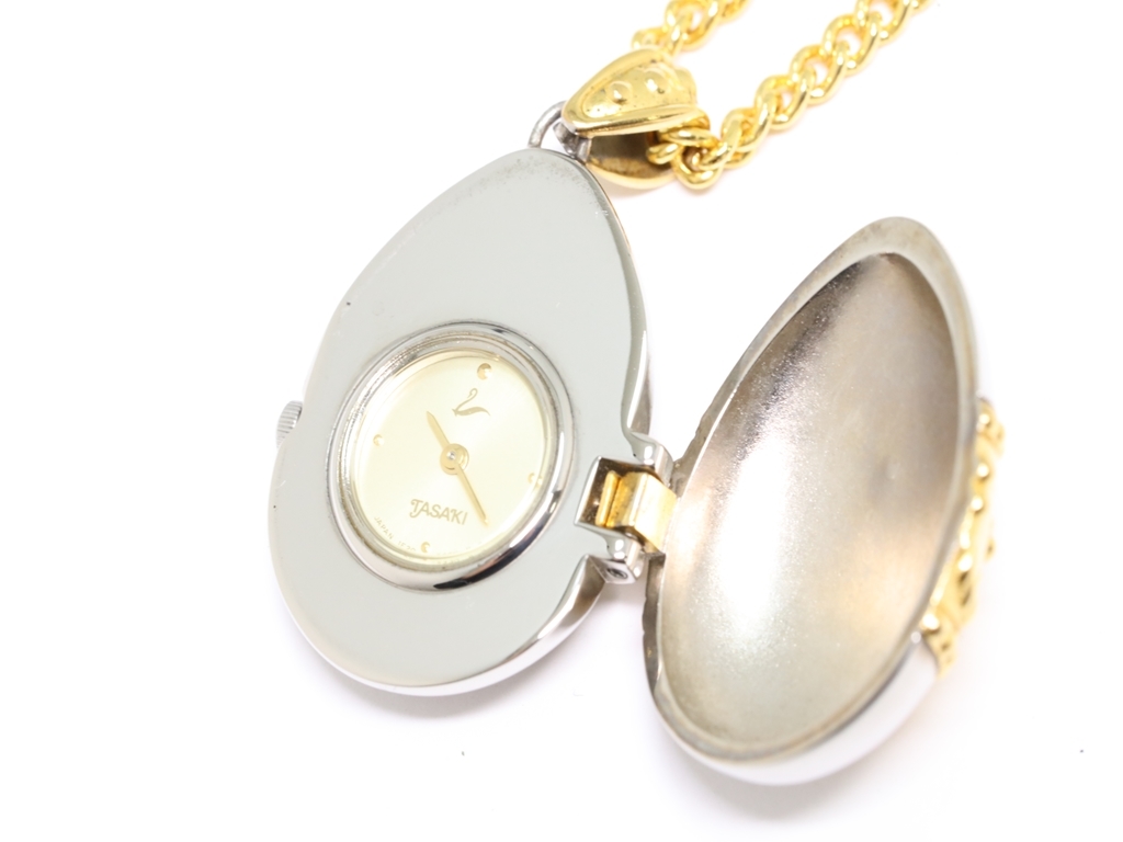 1円☆稼働品【TASAKI】ペンダントウォッチ 1E20-2180 パール付き