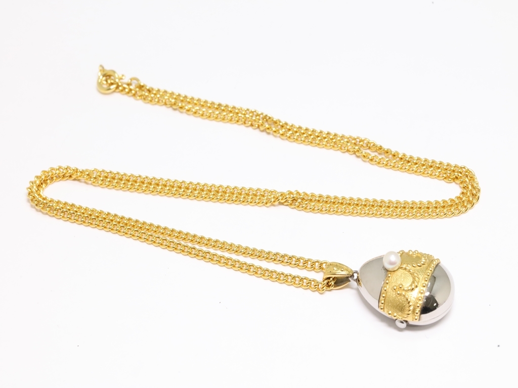 1円☆稼働品【TASAKI】ペンダントウォッチ 1E20-2180 パール付き