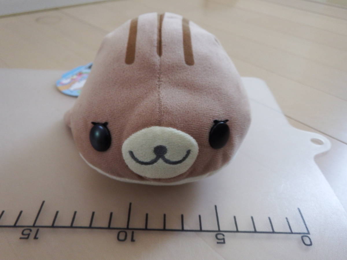 あざらし まめゴマ ぬいぐるみ 茶 シマ Mamegoma 手乗り ビーズ