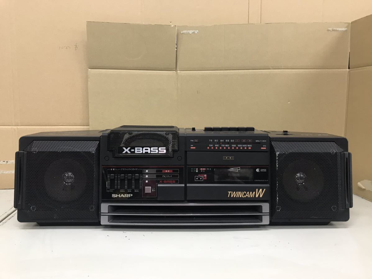 SHARP QT-Z2 X-BASS TWINCAM W　ラジカセ　シャープ E732/ 希少品 SHARP QT-Z2 X-BASS TWINCAM W ダブルカセット ラジカセ