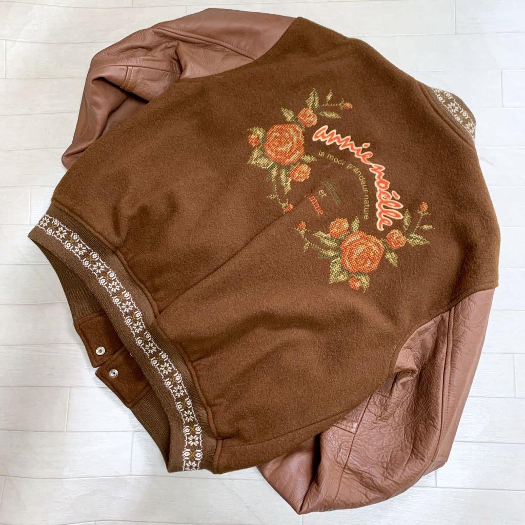 15 Annie Noelle アニーノエル スタジャン ウールジャケット レザー切り替え 刺繍デザイン ブラウン メンズ サイズ 2 の落札情報詳細 ヤフオク落札価格情報 オークフリー スマートフォン版