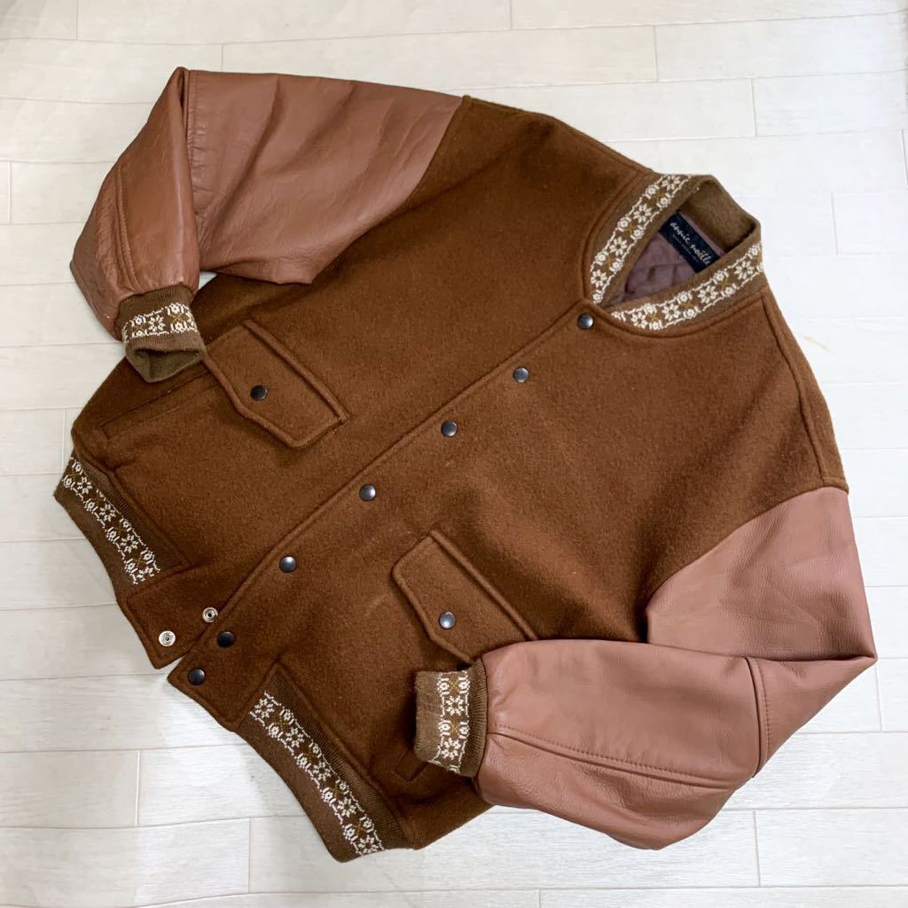 15 Annie Noelle アニーノエル スタジャン ウールジャケット レザー切り替え 刺繍デザイン ブラウン メンズ サイズ 2 の落札情報詳細 ヤフオク落札価格情報 オークフリー スマートフォン版