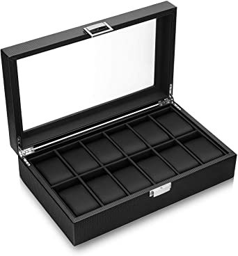 新品 12本収納 Findbetter 時計ケース 12本 腕時計収納ボックス 高級 時計 コレクションケース カーボンファイバー仕上 の落札情報詳細 ヤフオク落札価格情報 オークフリー スマートフォン版