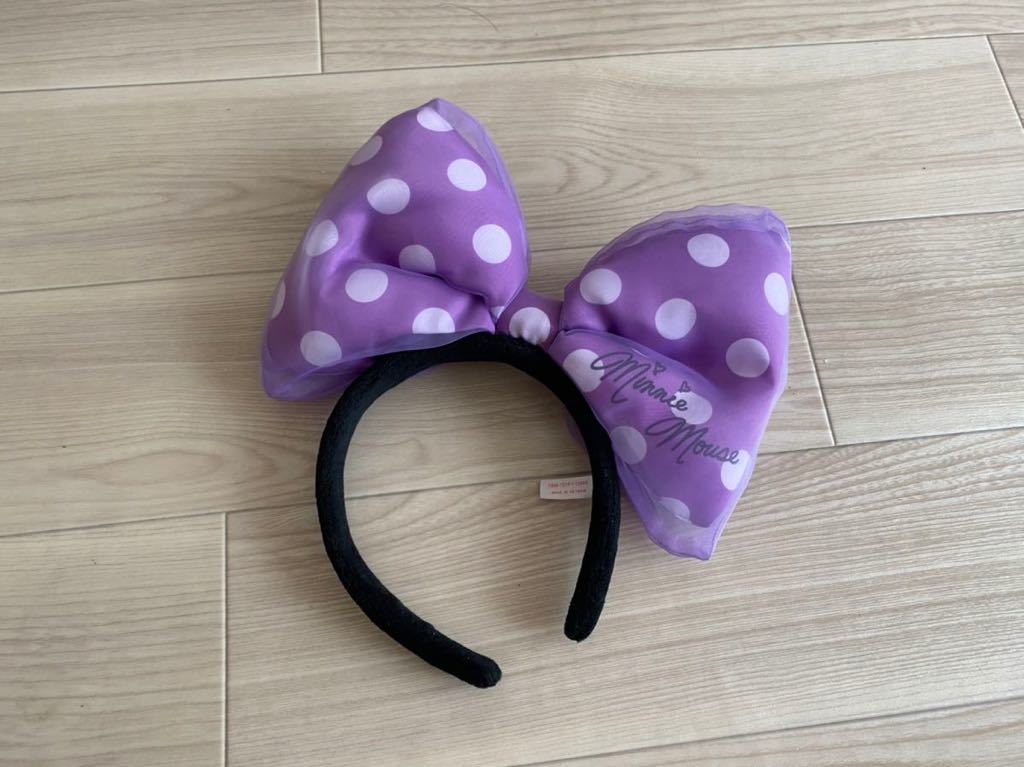 美品 1回使用 Disney ディズニー カチューシャ ミニー ミニーマウス リボン 紫 パープル ドット 水玉 Tdr Tds Tdl の落札情報詳細 ヤフオク落札価格情報 オークフリー スマートフォン版