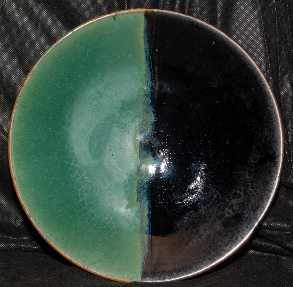 民藝 牛ノ戸焼 染分一尺大皿 民藝 牛ノ戸