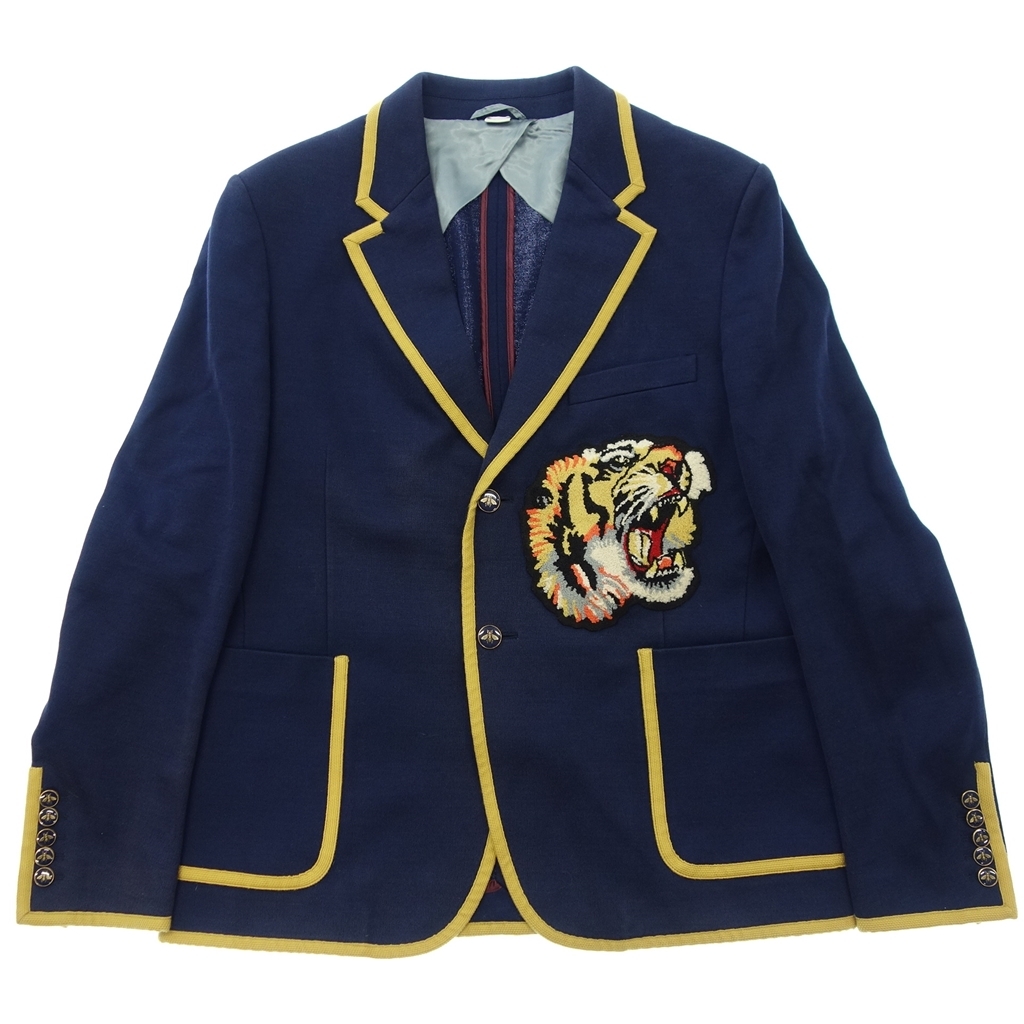 中古◇GUCCI グッチ 17SS タイガー刺繍ワッペン パイピングジャケット