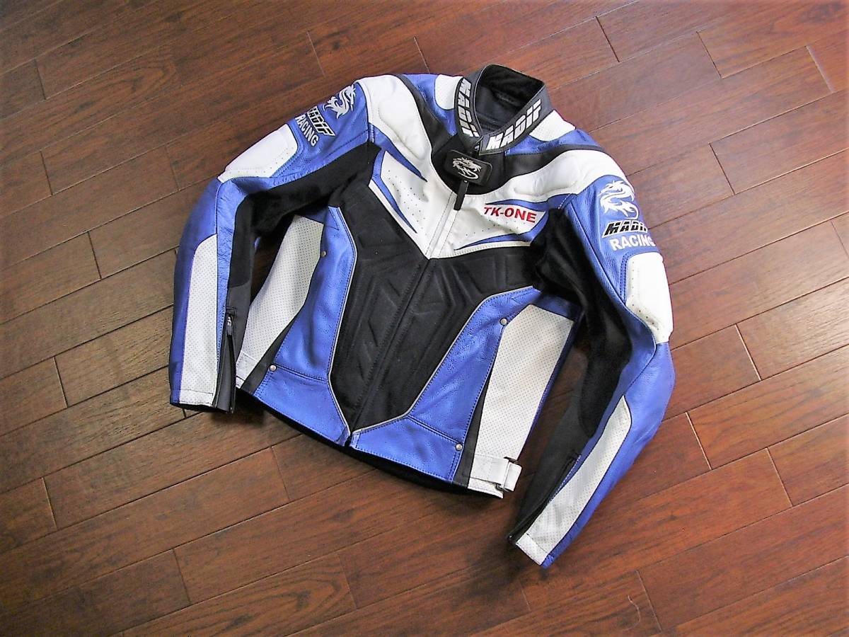 5□ 美品 MADIF マディフ プロテクター入 牛革 ライダースジャケット 