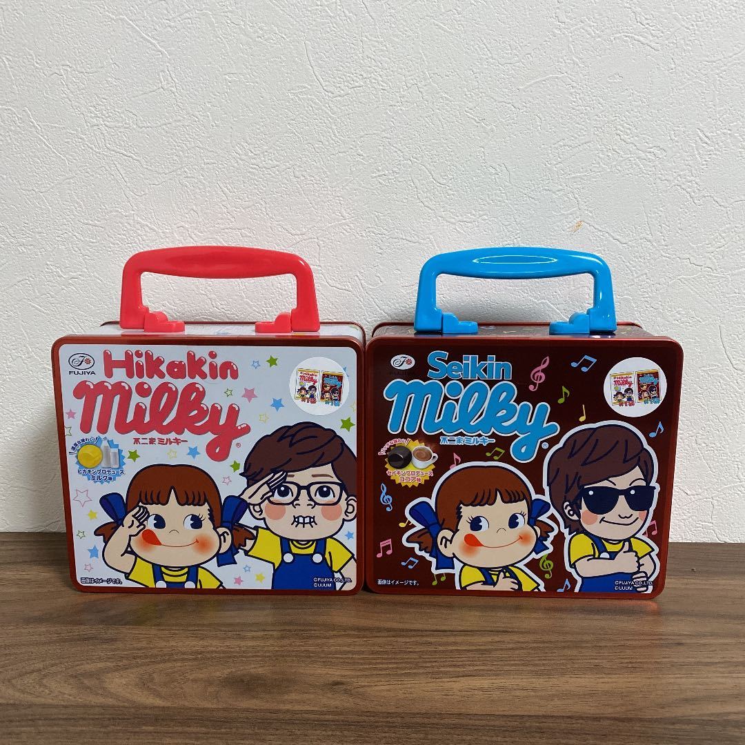 ナムコ限定 ヒカキン セイキン ミルキー トランク缶  不二家 ステッカー ヒカキン/セイキン/トランク缶/不二家ミルキーコラボ/ナムコ限定