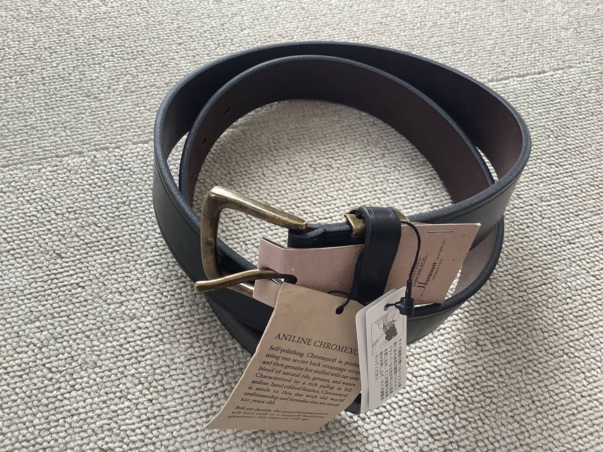 未使用】新品 ホーウィン クロムエクセル レザーベルト 黒 ブラック