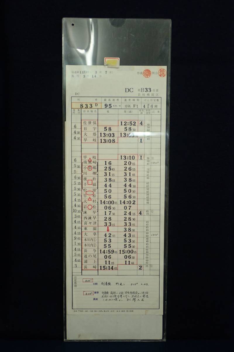 【やや傷や汚れあり】 運転士時刻表07 スタフ 長崎機関区 3月14日施行 B33・B38仕 831D・833D列車 佐世保長崎 通票/運行票/消費税0円 の落札情報詳細 ヤフオク落札価格 【やや傷や汚れあり】 運転士時刻表07 スタフ 長崎機関区 3月14日施行 B33・B38仕 831D・833D列車 佐世保長崎 通票/運行票/消費税0円 の落札情報詳細 ヤフオク落札価格