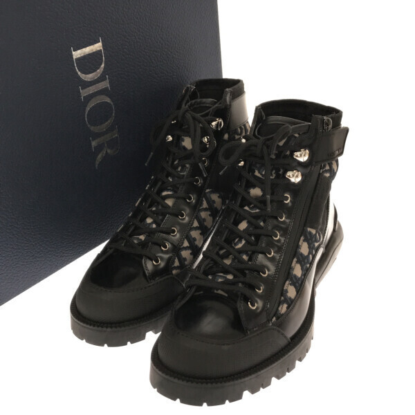 【目立った傷や汚れなし】DIOR COMBAT MID TOP BOOTS 3BO219YOF オブリーク コンバットブーツ シューズ 靴