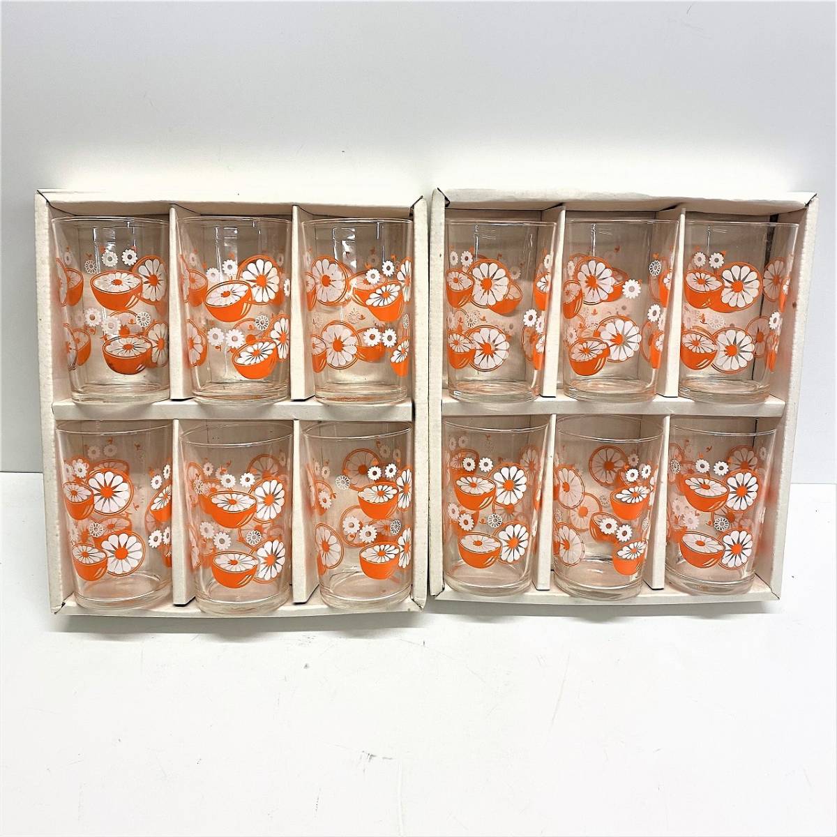 【未使用】【未使用】当時物 TOYO GLASS オレンジ柄 タンブラー 12個セット 昭和ポップの落札情報詳細 ヤフオク落札価格検索