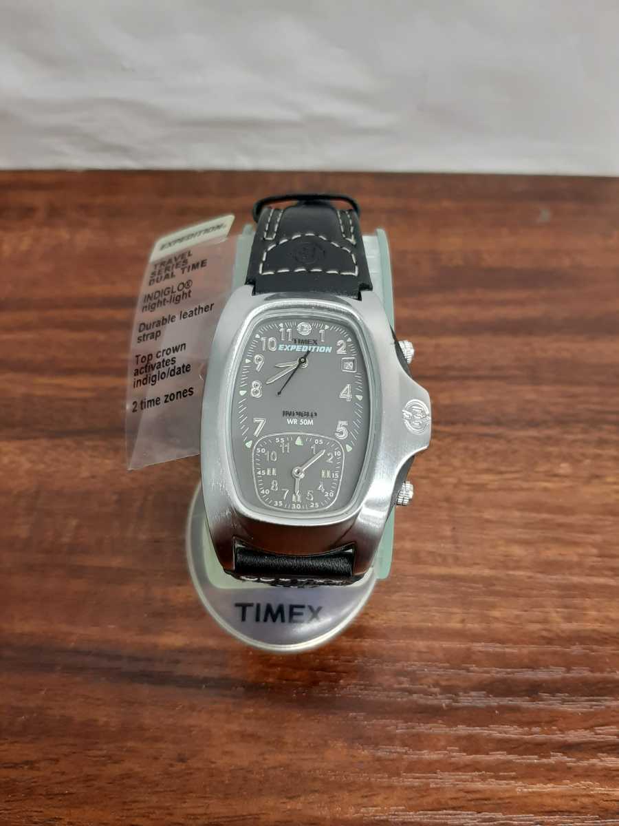 【未使用に近い】TIMEX タイメックス EXPEDITION デュアルタイム CR1216 クォーツ QZ 腕時計 メンズ ウォッチ の落札