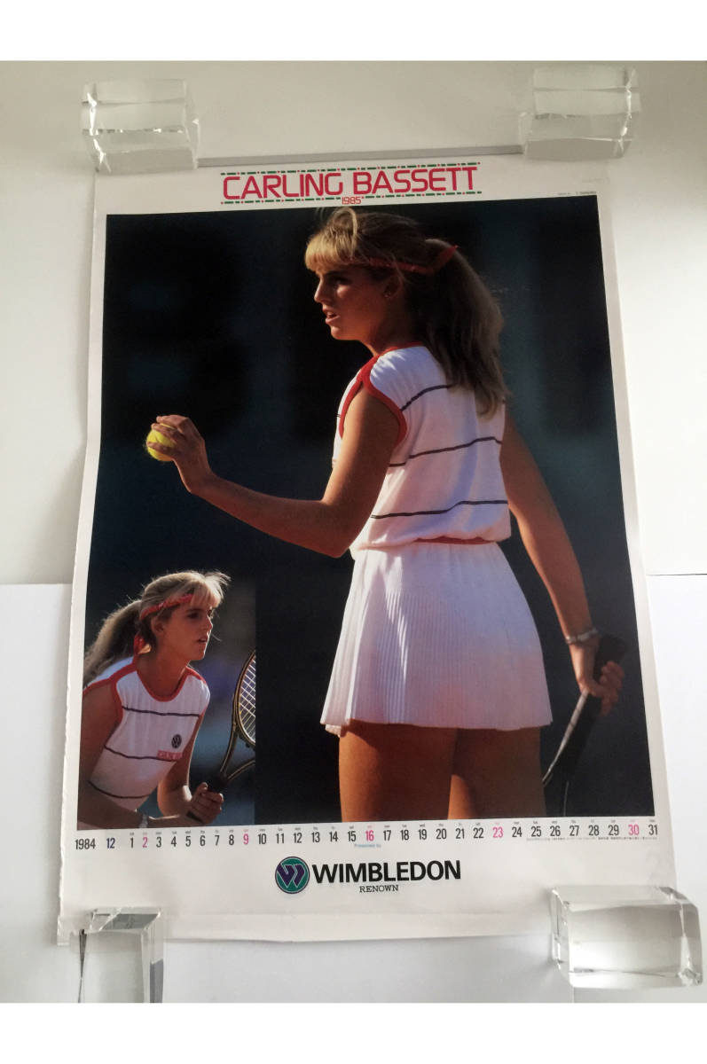 【やや傷や汚れあり】即決 非売品 カーリン・バセット 1985 カレンダー RENOWN Wimbledon 美少女 テニスプレイヤー 美人 ...