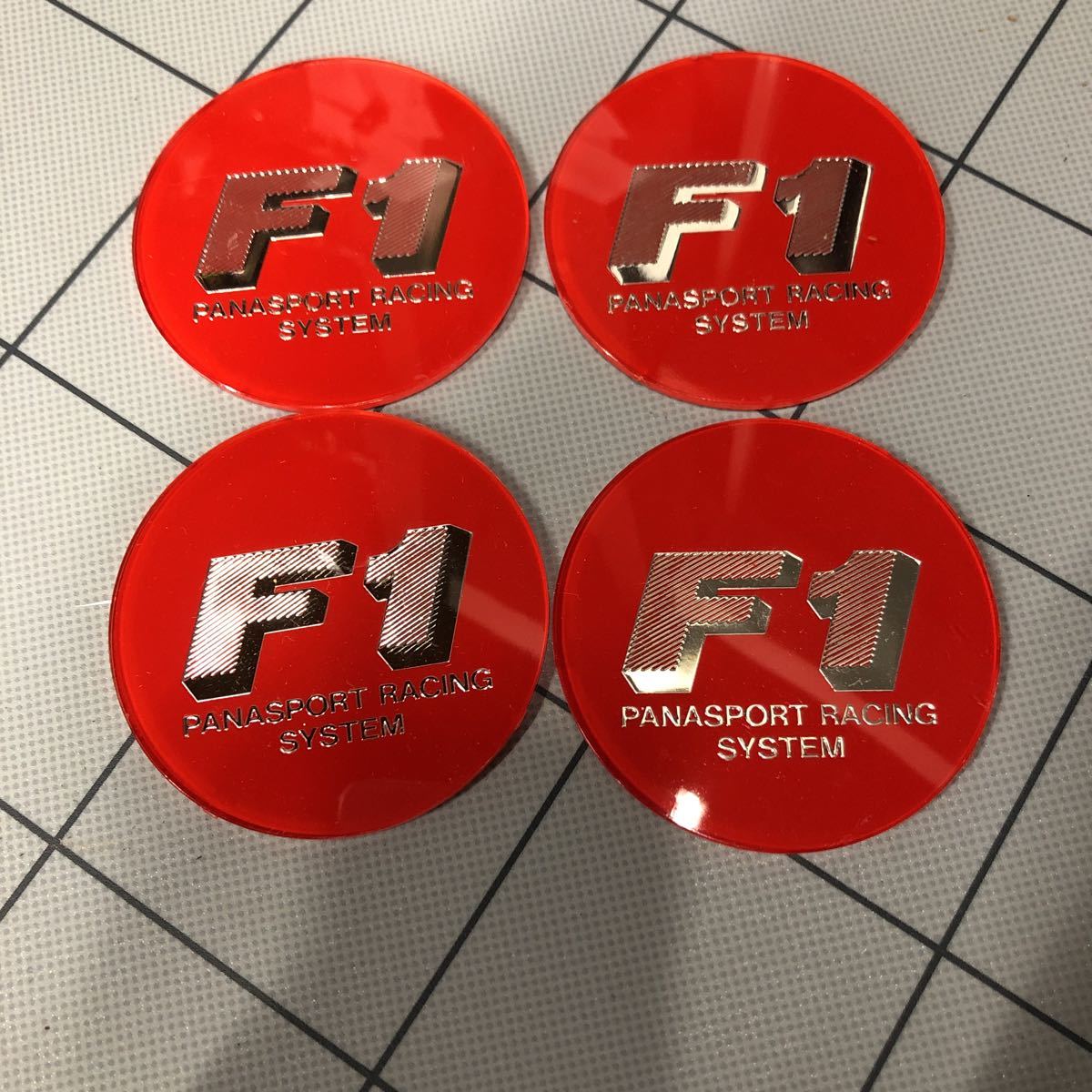 【未使用】4枚セット PANASPORTS RACING パナスポーツレーシング F1 センターキャップ オーナメントレッド 新品！58mmの
