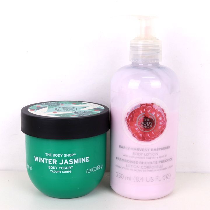 【目立った傷や汚れなし】ザボディショップ ボディローション ジャスミン/ラズベリー 2点セット 残半量以上 まとめて コスメ レディース