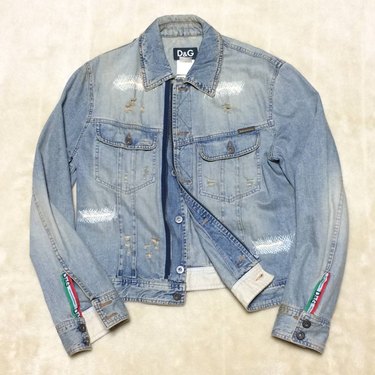 ドルチェ&ガッバーナ デニムジャケット Gジャン 46 クラッシュ ダメージ