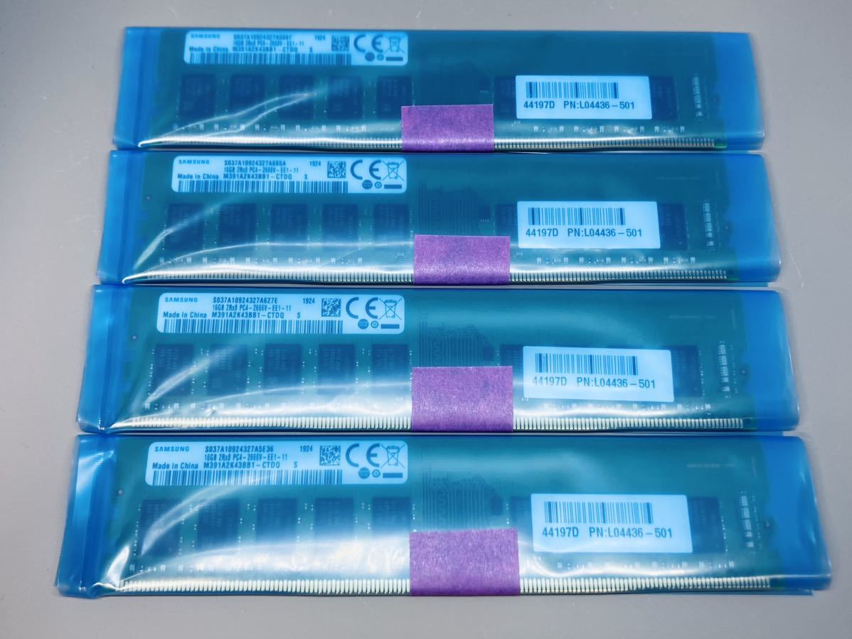 【目立った傷や汚れなし】★4枚同一ロット★HP Z2 G4純正 SAMSUNG DDR4 2666 ECC Unbuffered 16GBx4