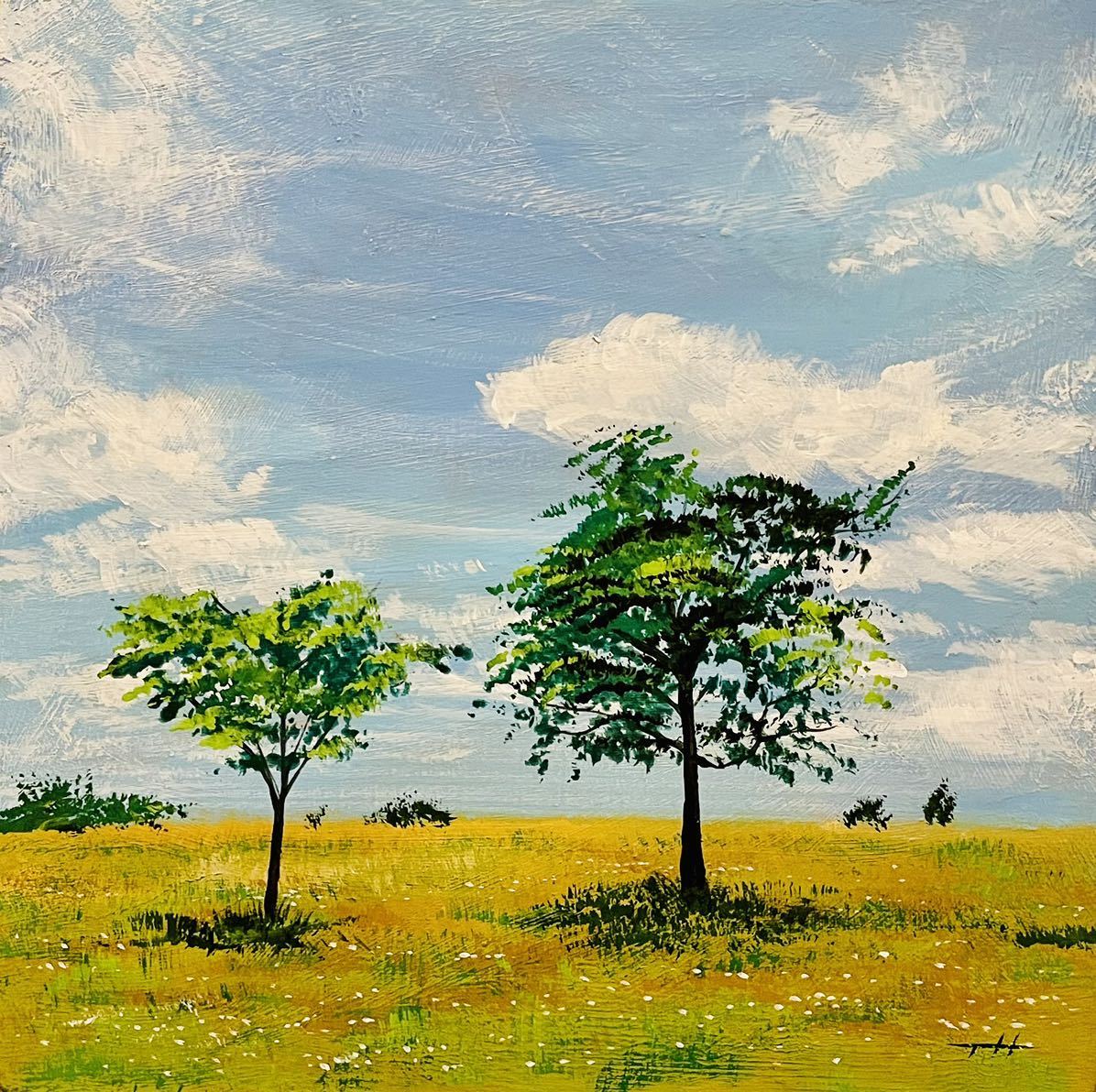 真作】【WISH】富永勝重 油彩 25号大 大作 1910年作 田舎風景 ◇戦前