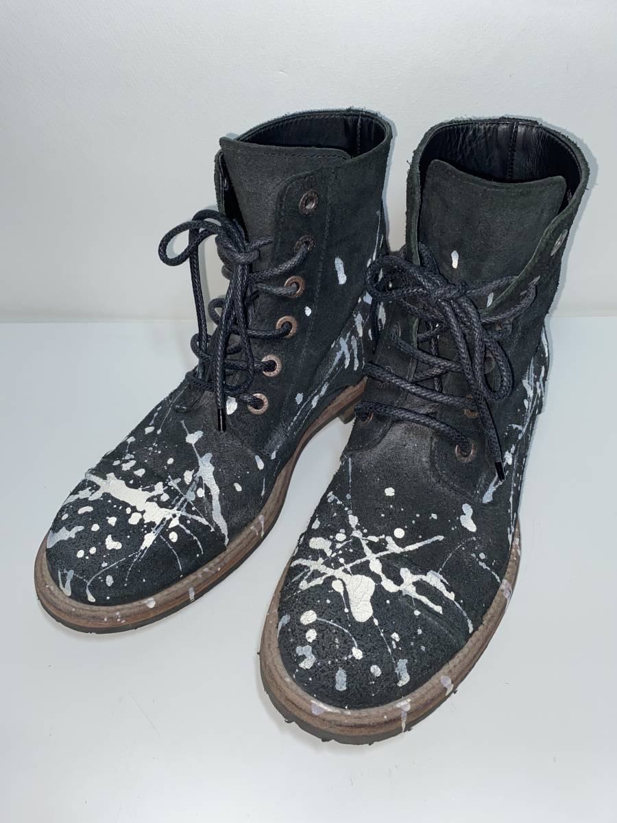 【目立った傷や汚れなし】秋冬メンズ ドルチェ&ガッバーナ『周囲も振り返る圧巻のペイントアート！』ブラック/ホワイトペイント レースアップ