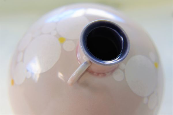 淡桜釉裏銀彩壷 中田一於 未使用に近い】中田一於 淡桜 釉裏銀彩 壺 極