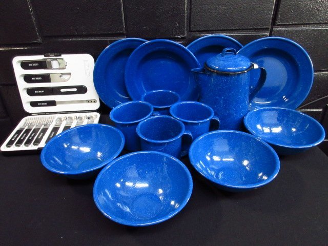 目立った傷や汚れなし】t1982 美品 アウトドア ホーロー食器セット