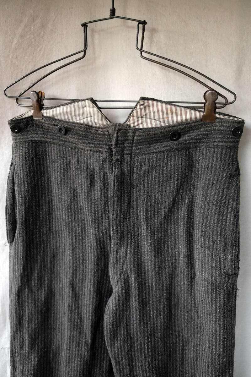 美品 フレンチ ヴィンテージ ストライプ フレンチワーク パンツの通販